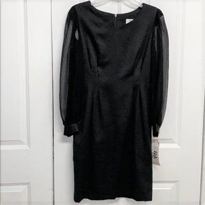 Vintage R&A Collection Black Sheer Long Sleeve Dress Size 8 Tags